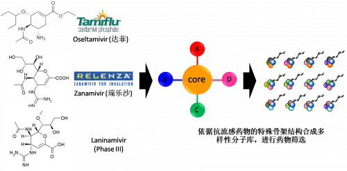 图2：以现有抗流感药物的结构为基。卸嘌砸┪锓肿涌獾暮铣。